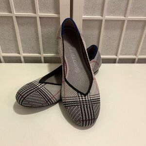 Rothy's Glen Gray Plaid Round Tip Flats